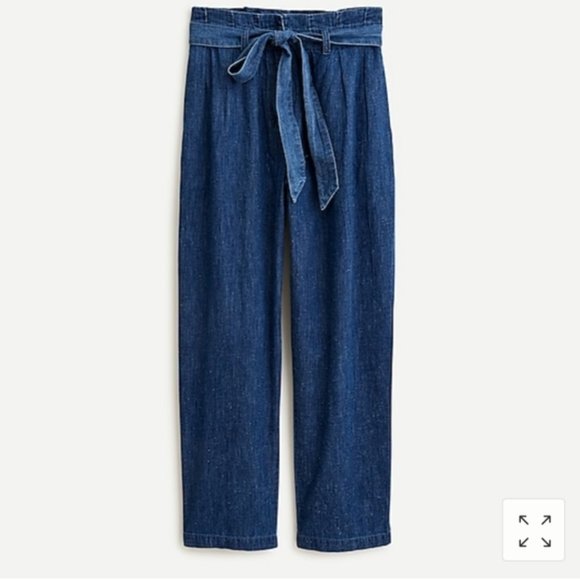 J. Crew high waist denim chambray paperbag pants 14 - Picture 1 of 6